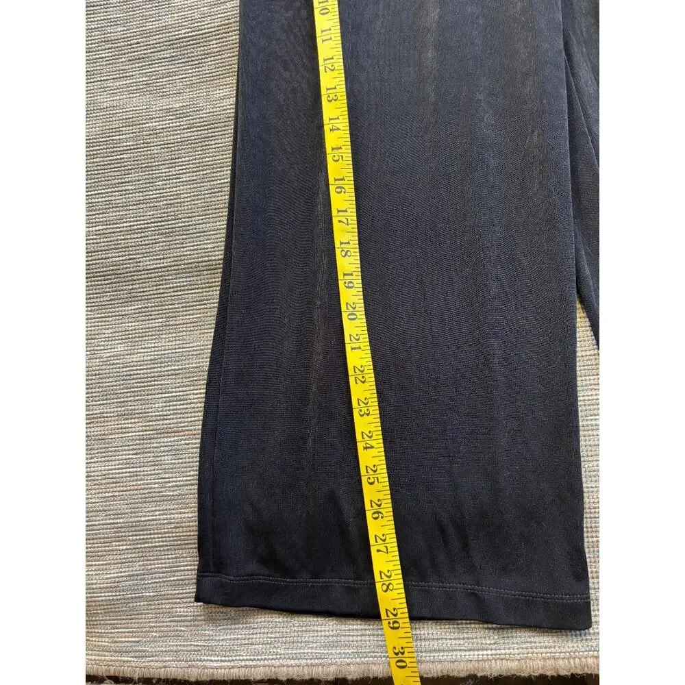 Chico's Travelers Jumpsuit Womens Size 2 US 12-14 Black Velvet V-Neck 3/4 Sleeve